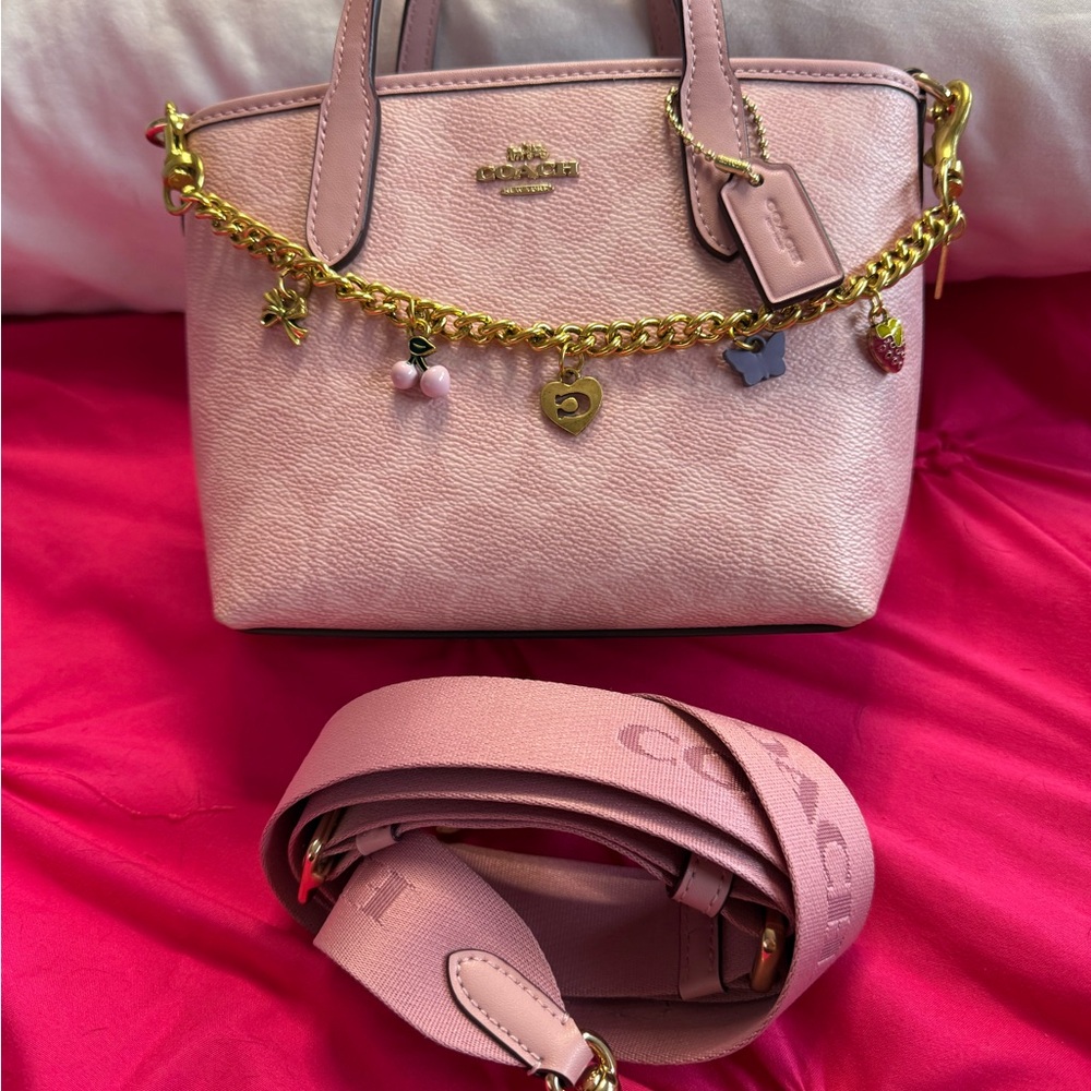 Coach Mini city Pink powder crossbody Bag with Gold Accents